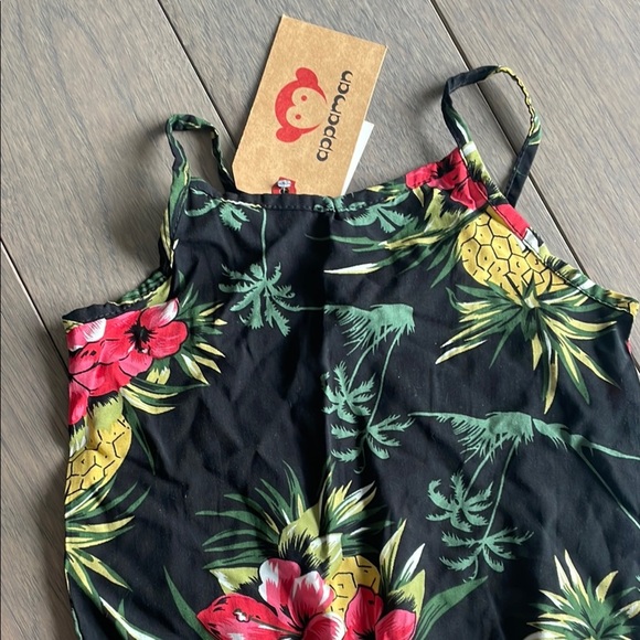 Appaman Kids Girls Black Sleeveless Pineapple Drawstring Novia Romper Size 5 - Picture 2 of 6